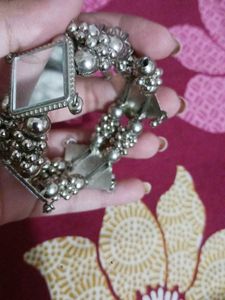 Vintage Silver Tone Beaded Bracelet