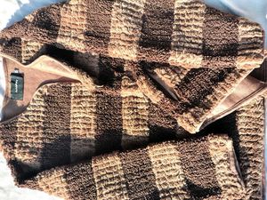 Textured Brown Striped Cardigan