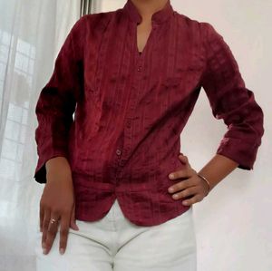 Maroon Button-Up Shirt