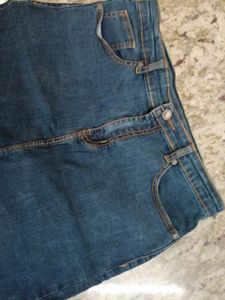 MAX Denim Skirt with Ruffle Ripped Design, Size -S