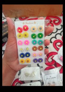 8 Colourful Flower Earrings