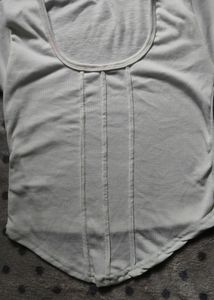 Curved Hem White Top
