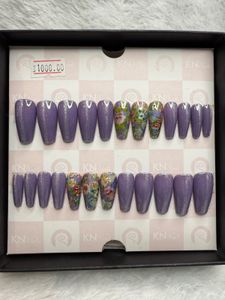Light Purple Press On Nails Coffin Shape