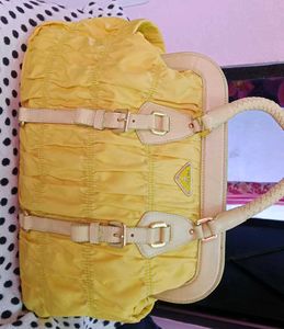 OG PRADA Yellow Tessuto Gaufre Frame HandBag