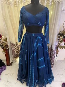 Blue Tie-Dye Lehenga Choli