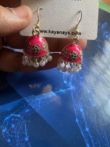 Pink Jhumka Earrings