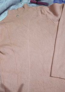 Peach Knit Turtleneck Sweater
