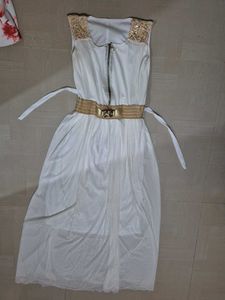 White & Gold Accent Dress