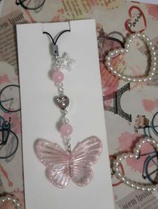 Pink Butterfly Phone Charm