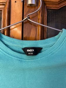 Aqua Ribbed Ringer Tee - Size S