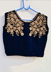 Heavy Party Wear Lahanga Grey And Navy Blue Colour