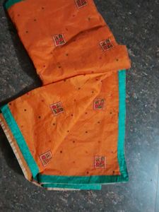 Orange Embroidered Saree