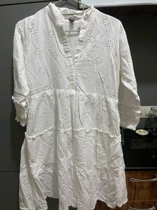 White Dress With Cut Work