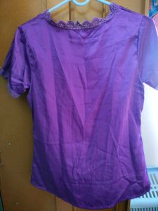 Purple Lace Trim Blouse