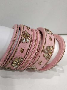 Peach Lakh Bangle Set