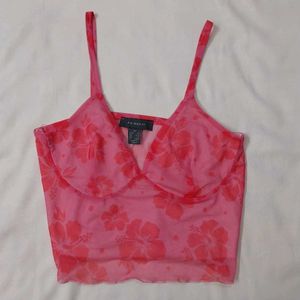 Cute Floral Tropical Pink Mesh Top Pintresty