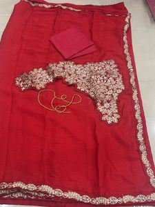 Red Embroidered Saree