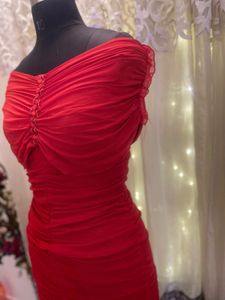 Red Ruched Bodycon Dress