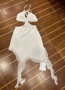 White Halter Mini Dress