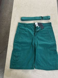 Green Cargo Shorts & Belt