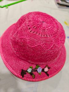 Pink Floral Crochet Bucket Hat