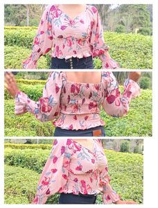 Floral Print Smocked Top