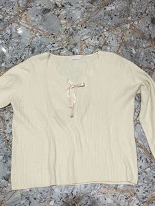 Ribbed Bow Detail Top
