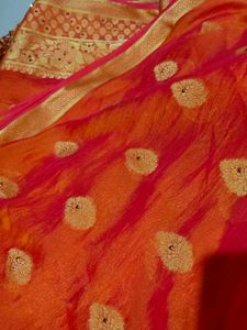 Silk Saree With Different Shade Of Orange
