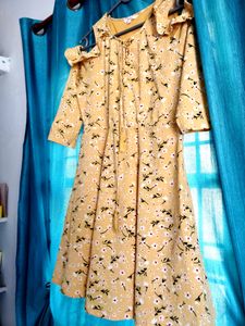 Western Dress - Bright yellow Floral Dres