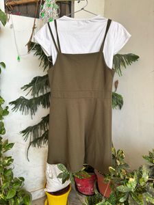 Olive Green Skater Dress &amp; Tee Set