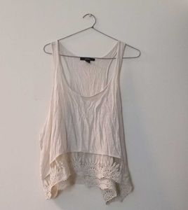 White Lace Trim Tank Top