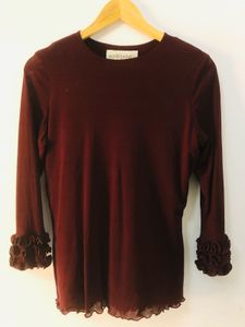 Burgundy Ruffle Cuff Top