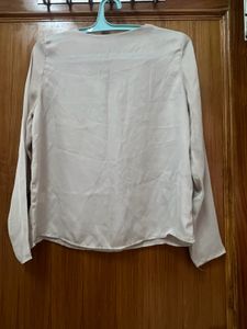 Full Sleeeves Satin Beige Top