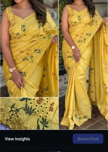 Elegant Black Floral Embroidered Saree