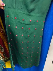 Yellow Kurti with Green Palazzos