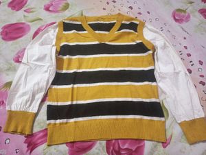 Striped Knit Vest with Sleeves