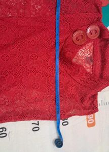 Red Color  Net Top And Shrug.