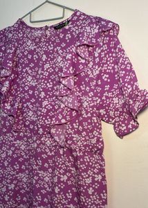 Purple Floral Ruffle Dress