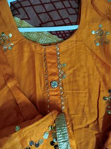 Orange Embroidered Kurta Set