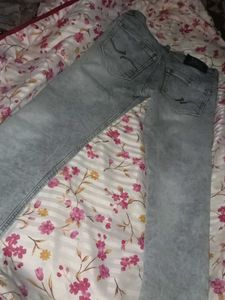 Distressed Gray Denim Jeans
