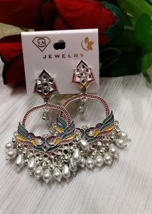 Ethnic Pearl Drop Earrings