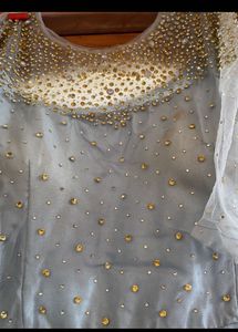 Sea Green Dress With Stones