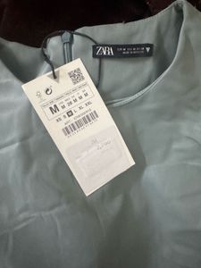 ZARA Viral Sage Green Faux Leather Mini dress