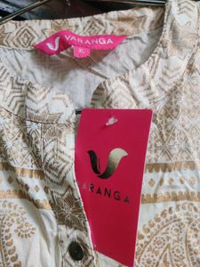Varanga Gold Print Anarkali Long Kurta (XL)