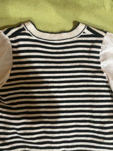 Striped Cardigan with Blouse Sleeves