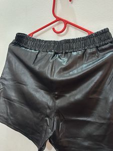 Stylish Black Faux Leather Shorts