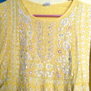 Yellow Embroidered Kurta