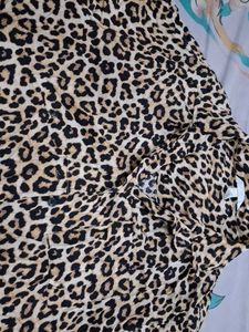 Leopard Print Button-Down Top