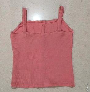 Stripped Material Crop Top In Baby Pink Color.