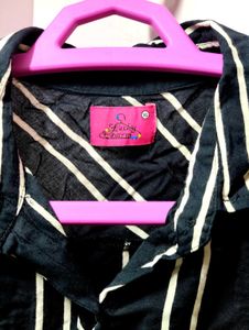 Button down long shirt with belt